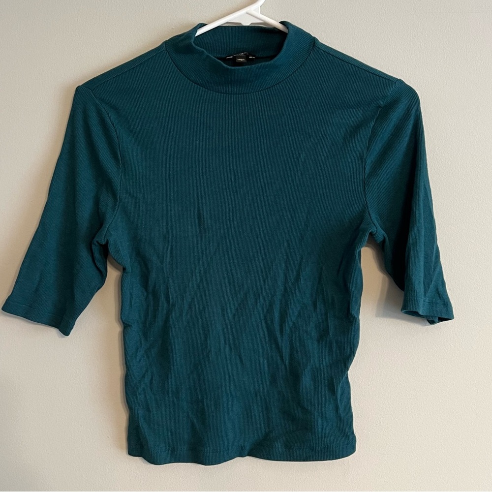 Teal Express mock neck sweater